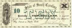 Gem Crisp 1872 $10 South Carolina Revenue Bond Scrip!