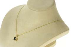 14K Yellow Gold 1.10 Ctw Natural Sapphire Diamond Halo Pendant