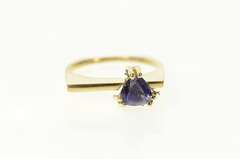 14K Yellow Gold Trillion Iolite Squared Stackable Statement Ring