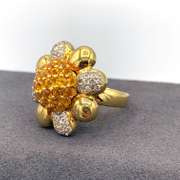 Fantastic 18kt Yellow Gold Citrine and Diamond Flower Style Ring