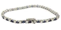 Sterling Silver Blue and White Stone Tennis Bracelet
