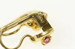 14K Yellow Gold Sim. Pink Sapphire Heart Dangle Lever Back Earrings