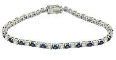 Sterling Silver Blue and White Stone Tennis Bracelet