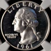 1961 Proof Washington Quarter NGC PF68 CAMEO