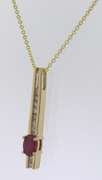 Romantic Oval Ruby Diamond Bar Pendant on Chain