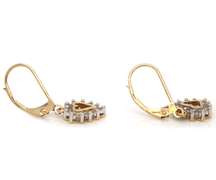 Simple Yellow Gold Diamond Heart Dangle Earrings