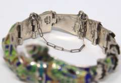 Vintage Sterling Silver Mexico Enamel Snake Bracelet