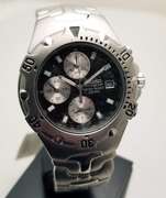 Seiko Men's SNA279 Alarm Chronograph Two Tone Stainless Steel black Dial
