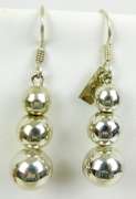 Long Sterling Triple Ball Earrings