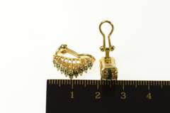 14K Yellow Gold Squared Emerald Diamond Ridged Clip On Earrings