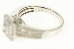 14K White Gold 0.67 Ctw Baguette Diamond Halo Engagement Ring