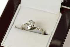 10K White Gold 0.22 Ct Diamond Solitaire Bypass Engagement Ring