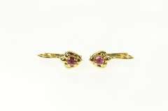 14K Yellow Gold Sim. Pink Sapphire Heart Dangle Lever Back Earrings