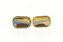 14K Yellow Gold Ornate Natural Raw Opal Inset Cuff Links