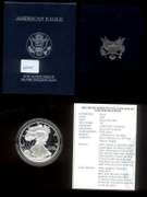 3 Diff. Superb Gem Cameo Proof Silver Eagles. Box/COA