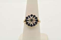 LADIES SAPPHIRE AND DIAMOND CLUSTER / COCKTAIL RING