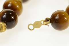 14K Yellow Gold 8.1mm Tiger's Eye Retro Ball Beaded Bracelet