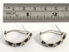 Tasteful J Hoop Black and White Dia. Earrings