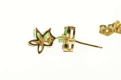 14K Yellow Gold Marquise Emerald Diamond Floral Cluster Earrings