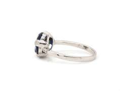 Eye-catching 14kt White Gold Sapphire & Diamond Flower Ring