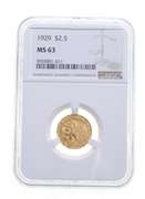 MS63 1929 $2.50 Indian Head Gold Quarter Eagle - Graded NGC