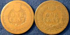 Lot Of 2 Indian Head Cents L & No L Bronze.