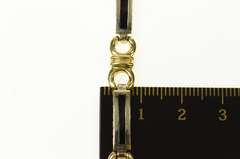 14K Yellow Gold Black Onyx Squared Inlay Bar Link Statement Bracelet