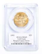 MS69 1993 $25 American Gold Eagle - 1/2 Oz. Fine Gold - Reagan - PCGS