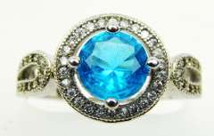 Sterling Silver Vibrant CZ Halo Ring, Size 8