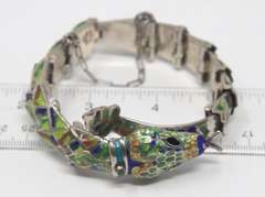 Vintage Sterling Silver Mexico Enamel Snake Bracelet