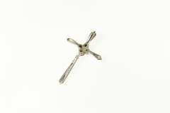 10K White Gold Diamond Classic Cross Christian Faith Pendant