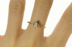 14K Yellow Gold 0.23 Ctw Marquise Diamond Bypass Engagement Ring