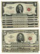 Great group of 12 assorted STAR Notes: 8 $2 Reds & 4 $5 Reds