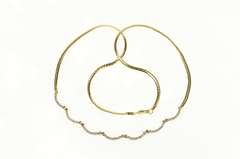 14K Yellow Gold 0.54 Ctw Diamond Scalloped Statement Chain Necklace