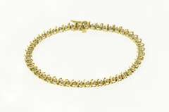 10K Yellow Gold 2.88 Ctw Wavy Link Classic Diamond Tennis Bracelet