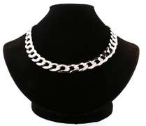 Large Italian Sterling Silver Curb Chain Necklace