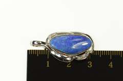 14K White Gold Natural Black Opal Diamond Accent Statement Pendant