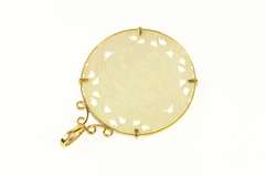 14K Yellow Gold Mother of Pearl Chinese Scene Medallion Pendant