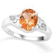 LOVELY ! 2 CARAT AZOTIC GEMSTONE & DIAMOND 925 STERLING SILVER RING
