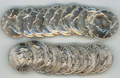 Flashy BU roll of 20 Silver Kennedy Half Dollars 1965-1969