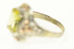 14K Yellow Gold Art Deco Two Tone Filigree Yellow Topaz Ring