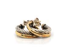 Chic Two-Tone David Yurman Small Cable Crossover Hoops