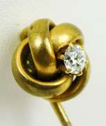 Antique Gold Filled Love Knot Stick Pin with Diamond