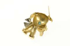 18K Yellow Gold Turquoise Eyed Puppy Dog Retro Stylized Pin/Brooch