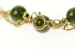 14K Yellow Gold Retro Nephrite Anchor Link Chain Bracelet