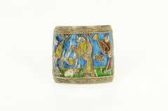 Sterling Silver Ornate Enamel Chinese Musician Statement Ring