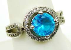 Sterling Silver Vibrant CZ Halo Ring, Size 8