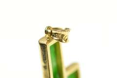 18K Yellow Gold Carved Ornate Jade Cross Christian Faith Pendant