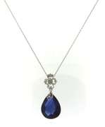 Fabulous White Gold Pear Shaped Synthetic Sapphire Necklace