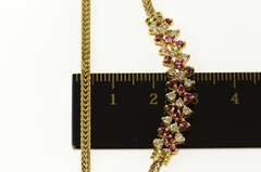14K Yellow Gold 0.80 Ctw Ruby Diamond Statement Chain Necklace
